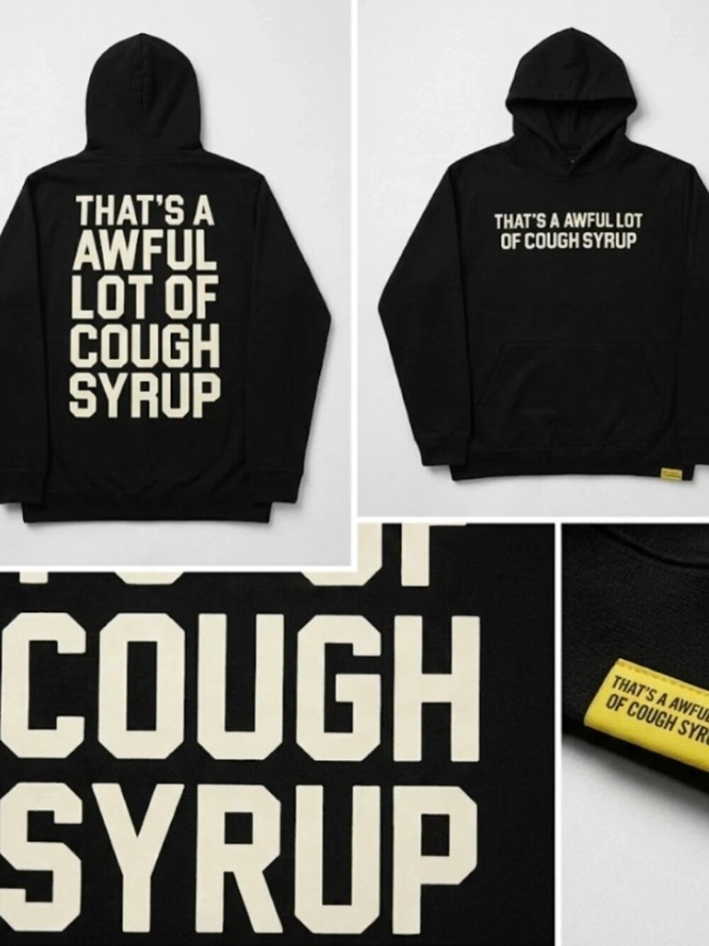 Cough Syrup Hoodie XXL Black Heavyweight Desto Dubb